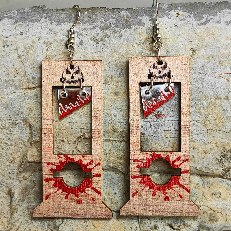Wholesale 2pairs/pack Wooden Halloween Creative Blood Earrings